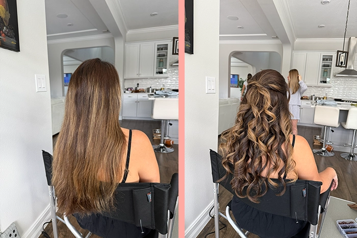 Long bridal curls styled for a wedding client in Tampa